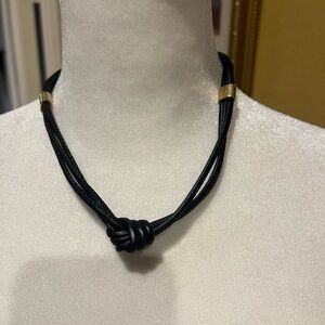 Elegant Black and Gold Knot Necklace